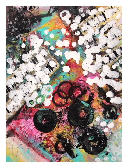 colourful abstract painting in acrylics